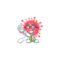 cartoon character of coronavirus emergency holding menu on his hand