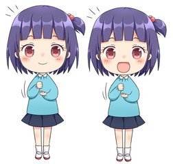 制服を着た幼稚園児　女の子　全身　ひらめき　セット