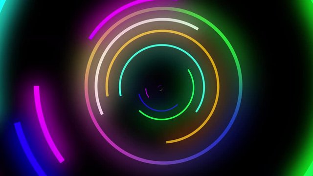 4K Abstract Circle Stroke Lines Animation/ Animation of abstract shining light strokes following circular motion. Video animation Ultra HD 4K 3840x2160.