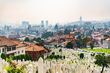 War graves for the victims of the Sarajevo Siege are dotted around the city