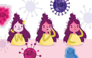 virus covid 19 pandemic, people with fever chill and headache