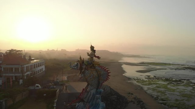 Sunrise statue aerial shot, Bali