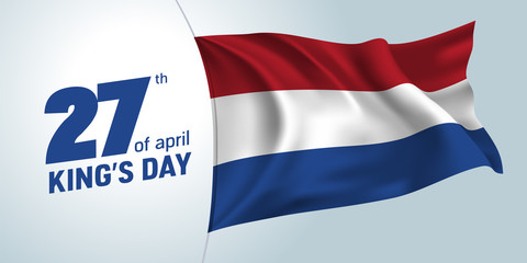 Netherlands King's day greeting card, banner, vector illustration