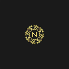 Golden Letter N Luxury logo icon template design in Vector illustration 