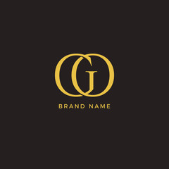 Letter GO Logo Luxury Gold and Brown