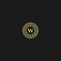 Golden Letter W Luxury logo icon template design in Vector illustration 