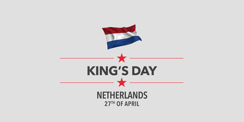 Netherlands King's day greeting card, banner, vector illustration