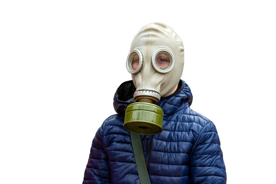 a boy with a gas mask in the pavidemia covid-19