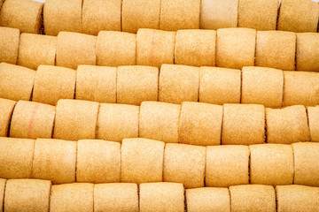 bales on the field are folded for second use on the field to the animal background
