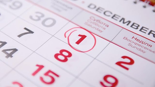 Make a red cirkle with marker on the date, numbers 1 in the calendar