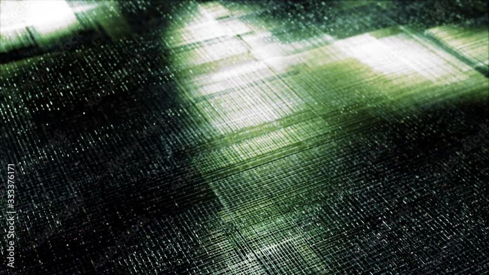 Aufkleber Futuristic digital generated motion abstract matrix particles de-focus grid in cyber space digital background environment