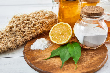 Eco friendly product, home cleaning. Soap, soda, vinegar, lemon, salt. Healthy Lifestyle. zero...