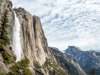 Upper Yosemite Falls with a Cloudy Sky