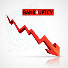 Bankruptcy vector illustration. Flat tiny person concept with broke company. Sinking business process in financial crisis. Economical loan payback problem and investment failure and budget collapse.