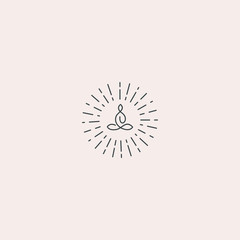 Sun yoga logo template design in Vector illustration 