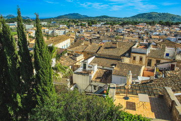 view over beautiful mediterranean village of Arta, Mallorca, Spain