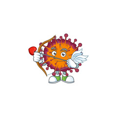Sweet cartoon character of COVID19 syndrome Cupid with arrow and wings