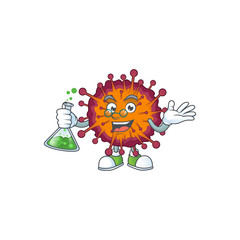 COVID19 syndrome brainy Professor Cartoon design grasp a glass tube