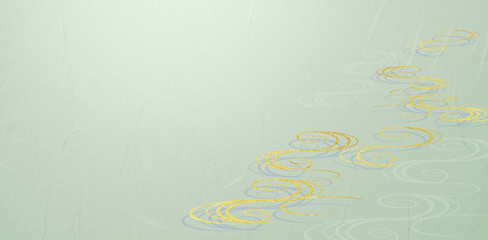 Obraz premium 波紋のパーターンとグリーンの和紙の背景素材