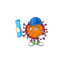 A clever Architect of COVID19 syndrome with blue prints and blue helmet