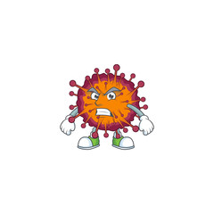 Charming COVID19 syndrome mascot design style waving hand