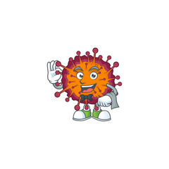 A character of COVID19 syndrome waiter working in the restaurant