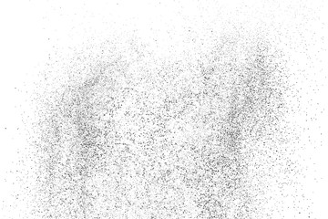 Black grainy texture isolated on white background. Dust overlay. Dark noise granules. Digitally generated image. Vector design elements. Illustration, Eps 10.