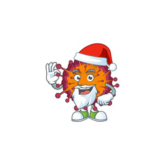 COVID19 syndrome cartoon character of Santa showing ok finger