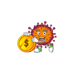 mascot cartoon character style of COVID19 syndrome showing one finger gesture