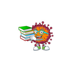 A hard-working student in COVID19 syndrome cartoon design with book