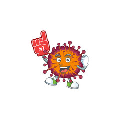 COVID19 syndrome presented in cartoon character design with Foam finger