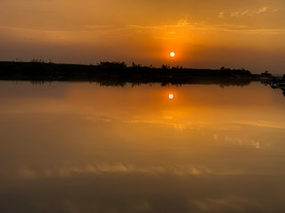 beautiful sunset over the lake