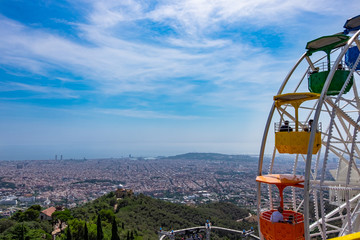 Tibidabo theme park mountain in Barcelona, Catalonia, Spain.