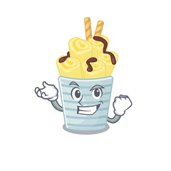 ice cream banana rolls cartoon character style with happy face