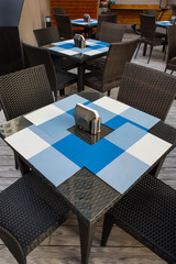 Outdoor buffet dining table in the hotel