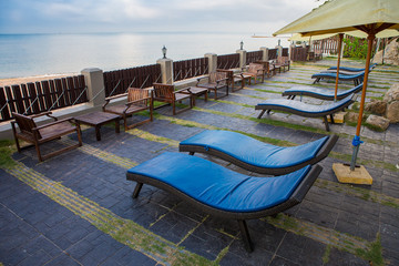 Seating at the swimming pool in the hotel