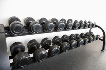 Fototapeta na wymiar Exercise steel balls arranged in the gym