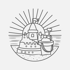 vacation summer beach vintage vector line art illustration. isolated vector.