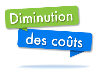 Lower costs in colored speech bubbles and french language