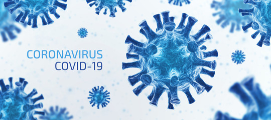 Coronavirus COVID-19, Bannière illustration virus 3D - obrazy, fototapety, plakaty