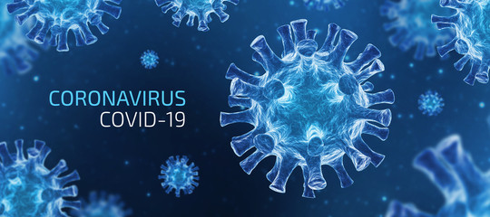 Coronavirus COVID-19, Bannière illustration virus 3D