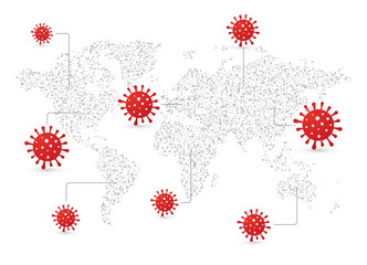 covid-19 pandemic with an outbreak on the world map