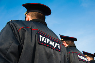 Russian police officers in uniform