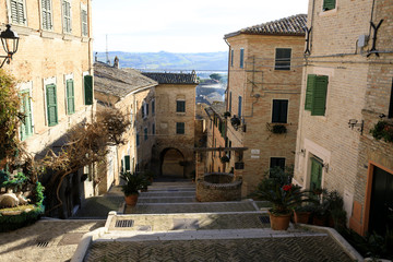 Corinaldo (AN), Italy - January 1, 2019: View of Corinaldo village, Corinaldo, Ancona, Marche, Italy
