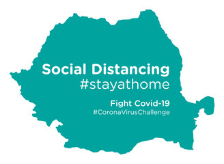 Romania map with Social Distancing stayathome tag