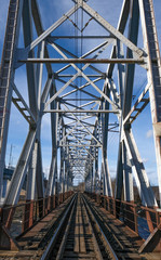 Railway track and bridge over the river