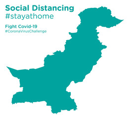 Pakistan map with Social Distancing stayathome tag