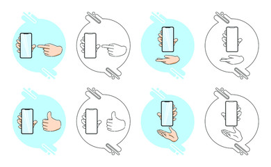 hand and smartphone Marketing vector easy editable