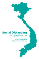 Vietnam map with Social Distancing stayathome tag