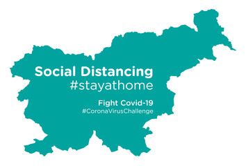 Slovenia map with Social Distancing stayathome tag